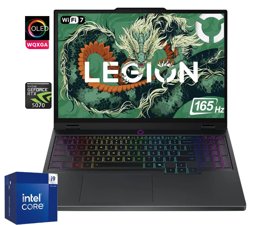 Lenovo Lenovo Legion 5i Gen 10 gaming laptop i9-14900HX RTX 5070 16GB 1TB 15.1" OLED 165Hz Black — product photo