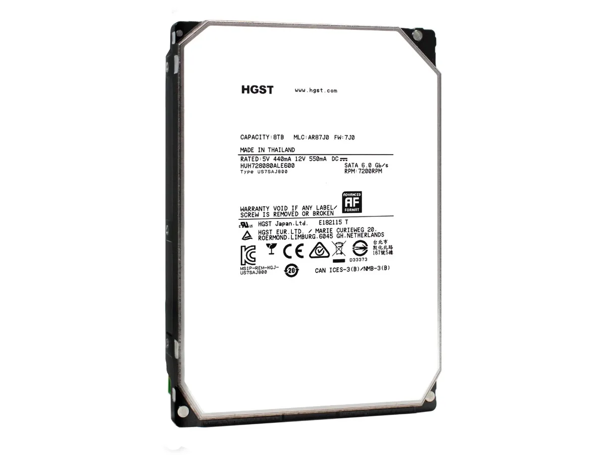 HGST HGST Ultrastar He8 0F23267 8TB 7200 RPM 128MB SATA 6.0Gb/s 3.5" internal hard drive — product photo