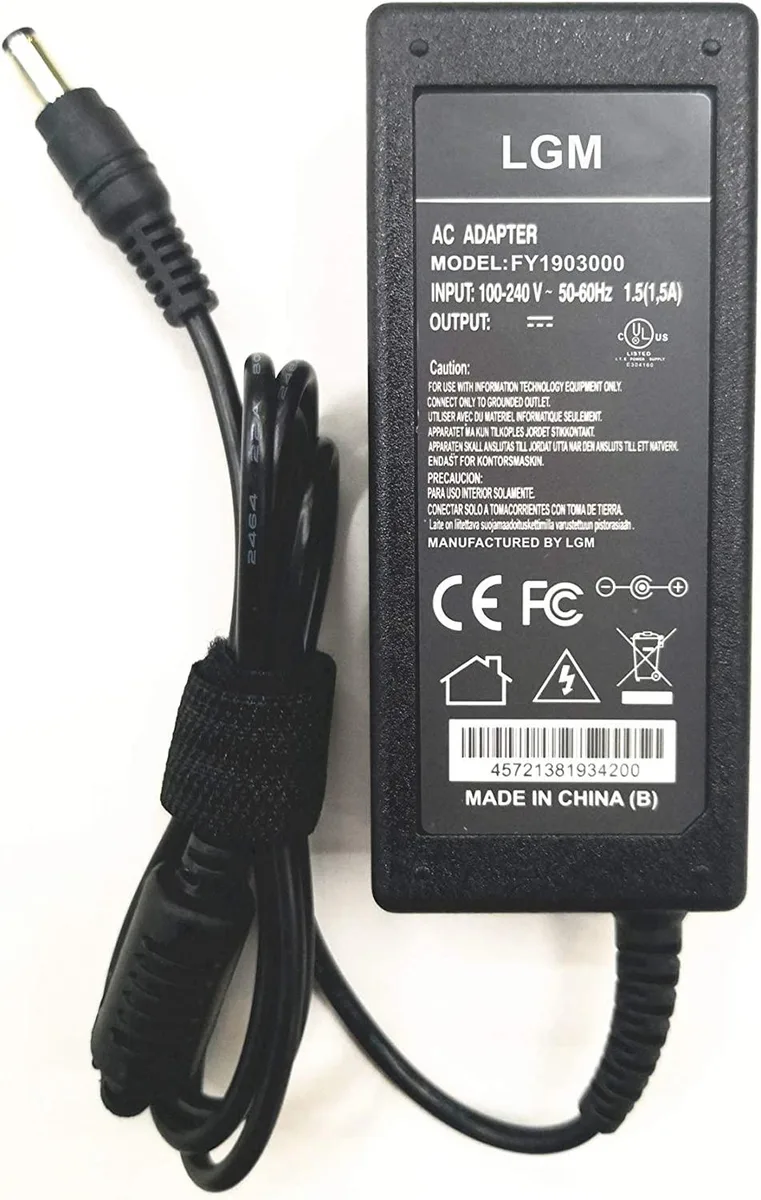 Compact black AC adapter with detachable mains cable