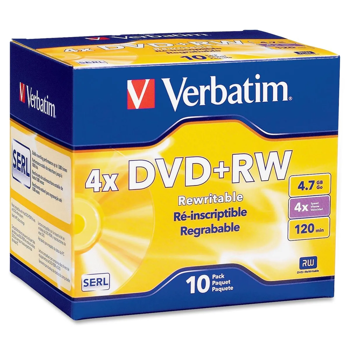 VERBATIM VERBATIM 94839 DataLifePlus 4.7GB 4X DVD+RW 10 Packs dvd media — product photo