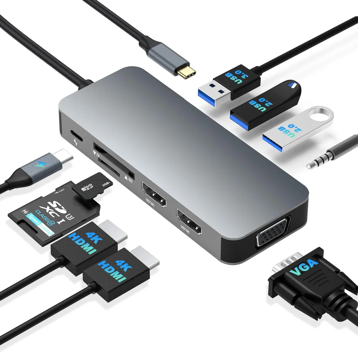 Belkin Hx10-in-1 10 in 1 USB-C Docking Station Dual HDMI VGA 100W PD Black — product photo