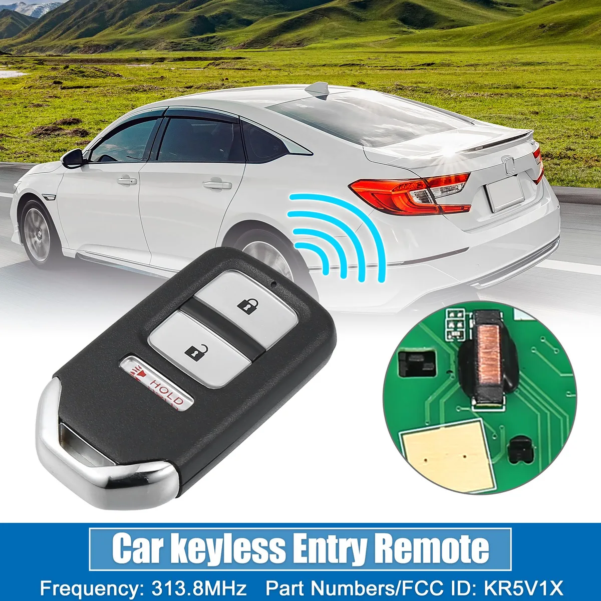 Unique-Bargains Unique-Bargains 3 Button Key Fob KR5V1X Honda Fit 15-17 HR-V 16 313.8MHz 47 Chip — product photo