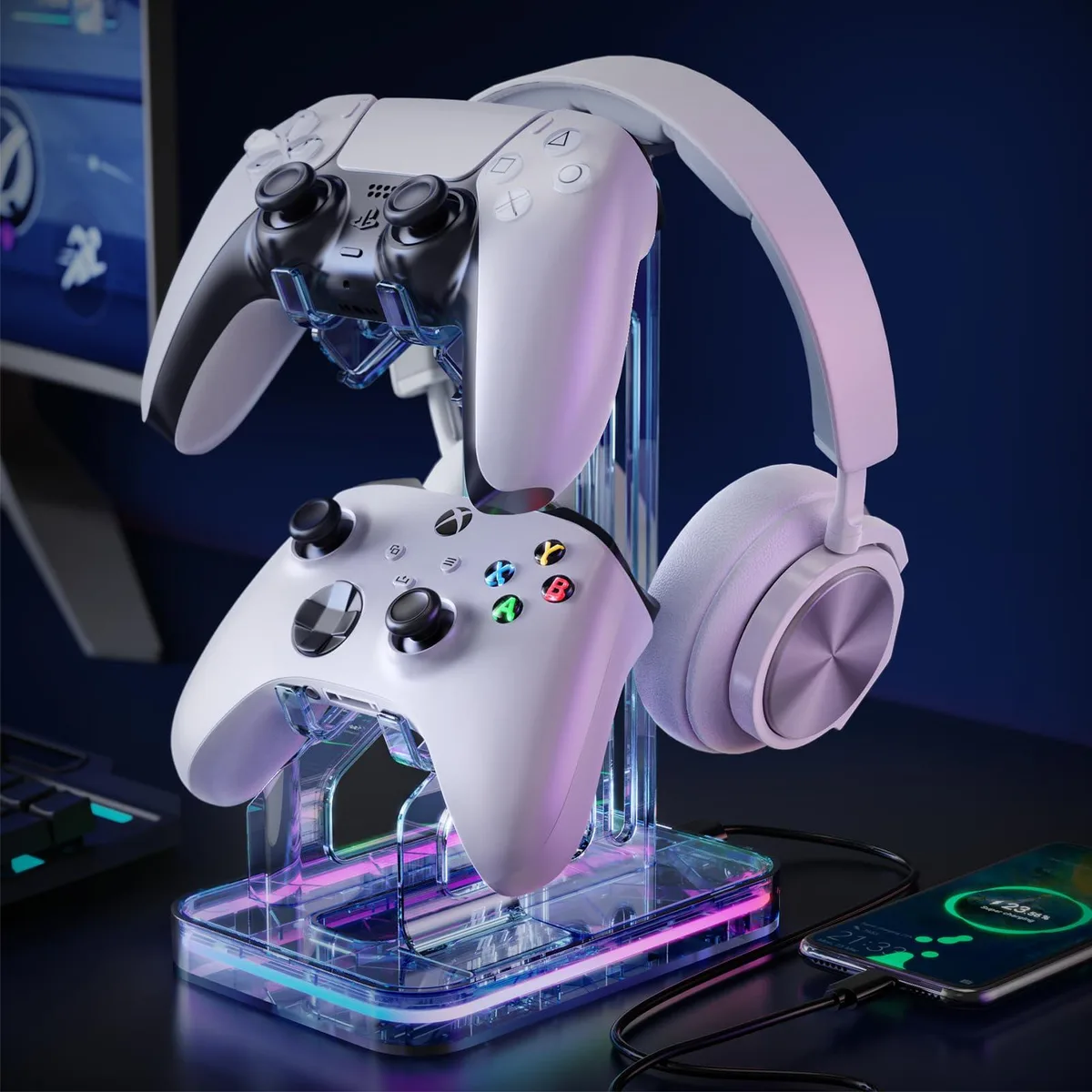 Logitech LK143 RGB Headset Stand with 2 USB Ports — product photo