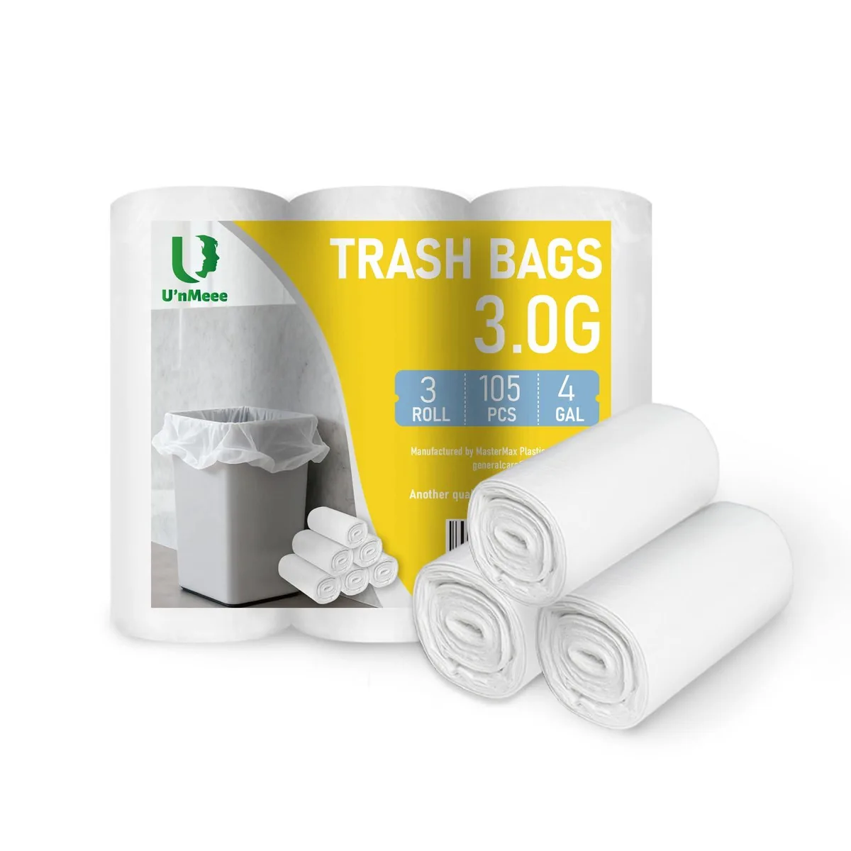 U‘NMEEE 4 Gallon Trash Bags 15L 105 Count — product photo