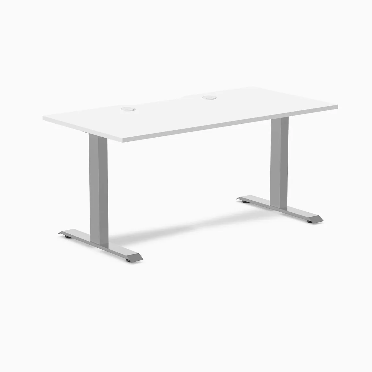 Desky Desky Zero Scalloped Laminate Office Desk White Grey 59.1 x 29.5 in with Grommets — product photo