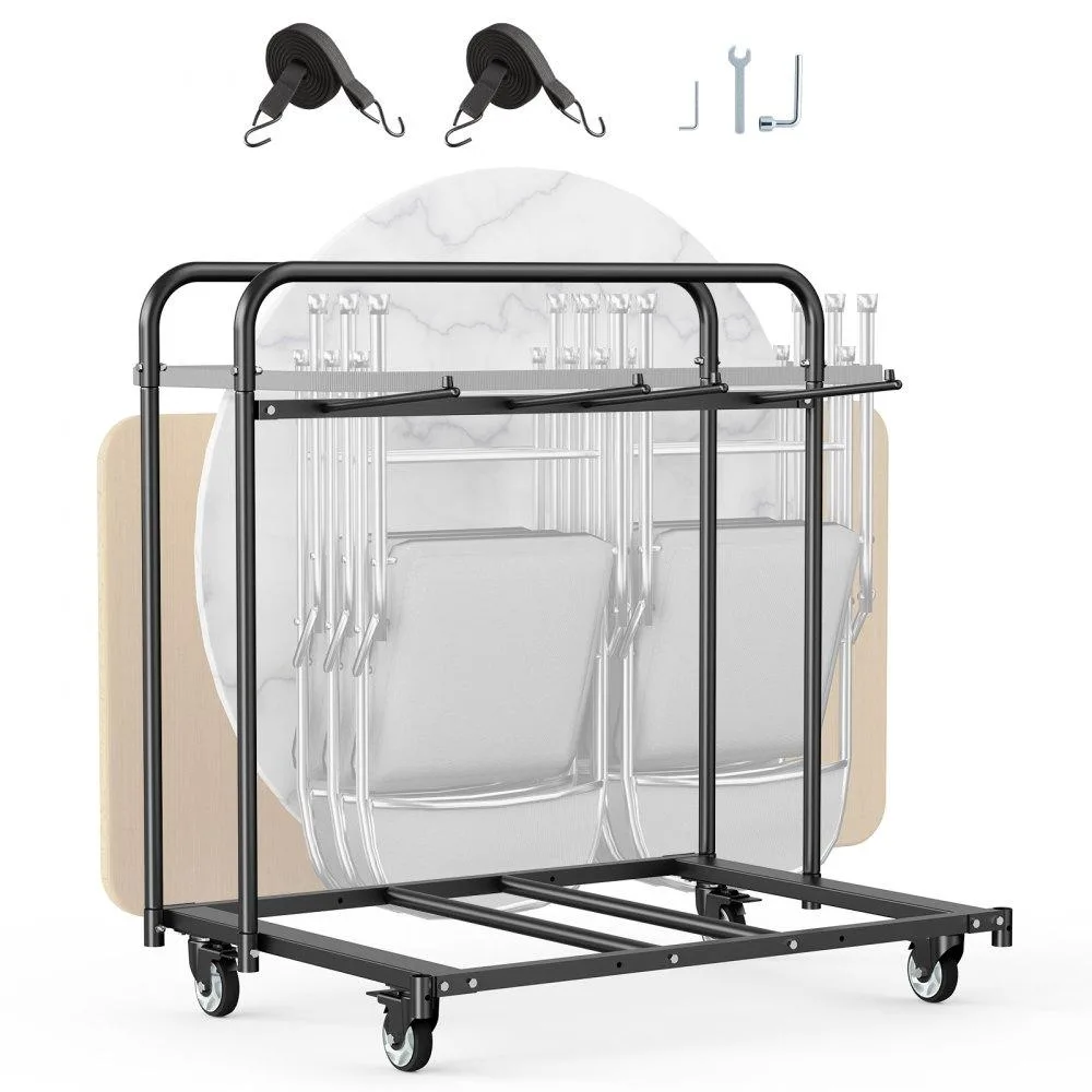 VEVOR VEVOR Folding Chair Rack 400 LBS 5 Tables 14 Chairs Matte Black — product photo