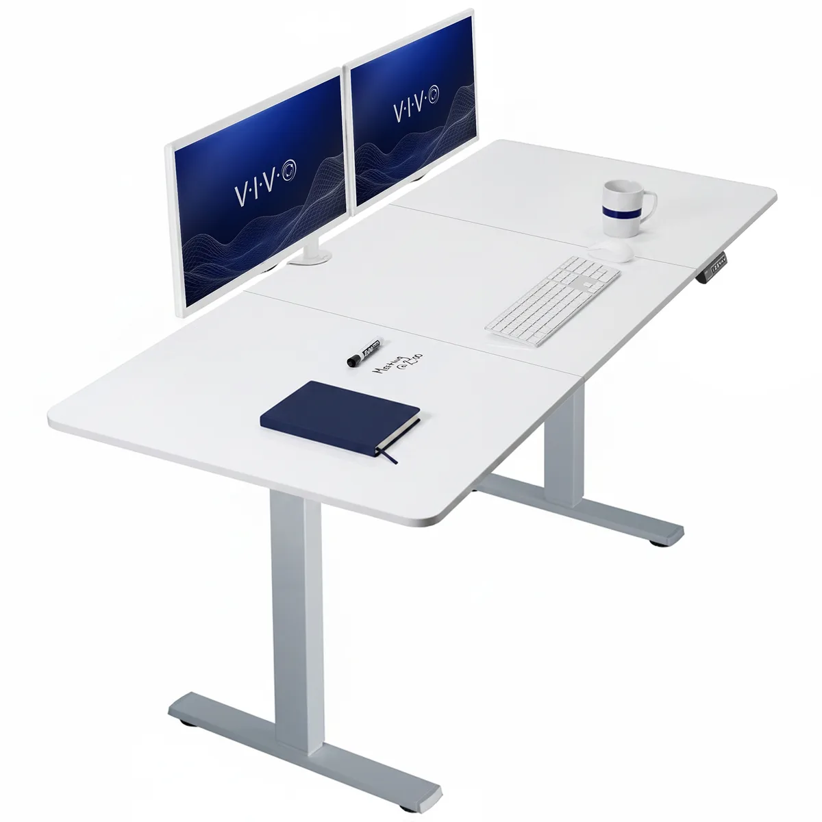VIVO VIVO Electric Standing Desk 71 x 30 White Dry Erase Gray Frame — product photo