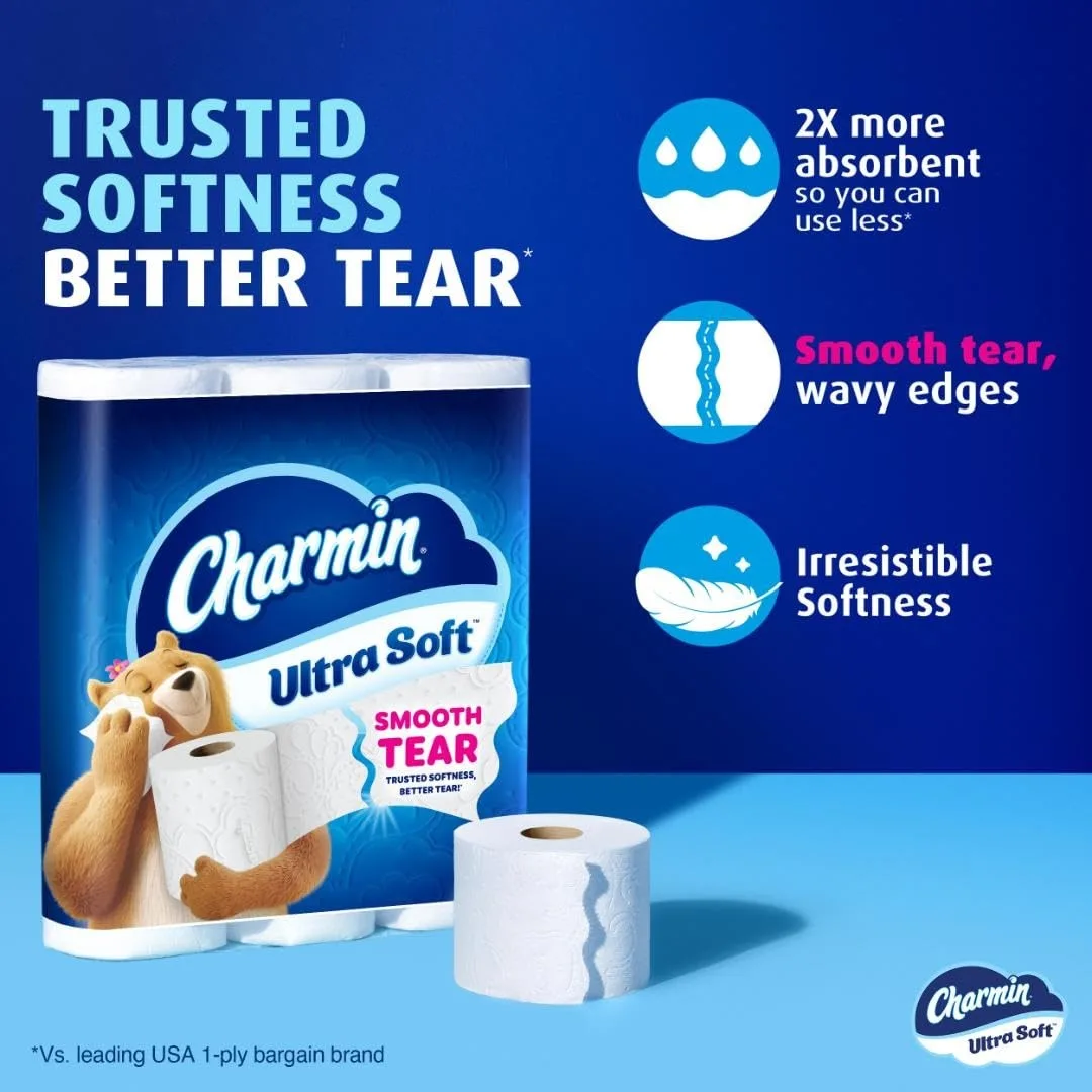 Charmin P_777 Ultra Soft Toilet Paper 6 Mega Rolls = 24 Regular Rolls 2-Ply 208 Sheets White — product photo