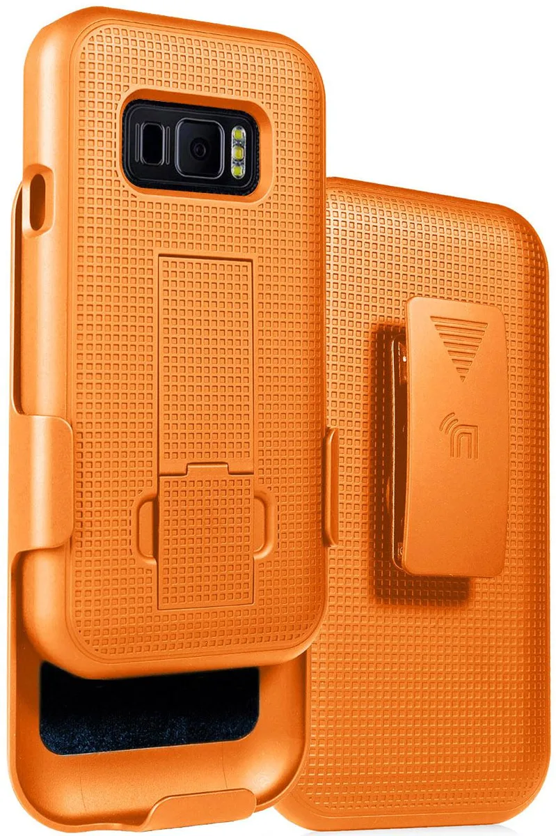 Nakedcellphone Nakedcellphone Kickstand Case + Belt Clip Holster Combo Orange for Samsung Galaxy XCover FieldPro SM-G889A — product photo