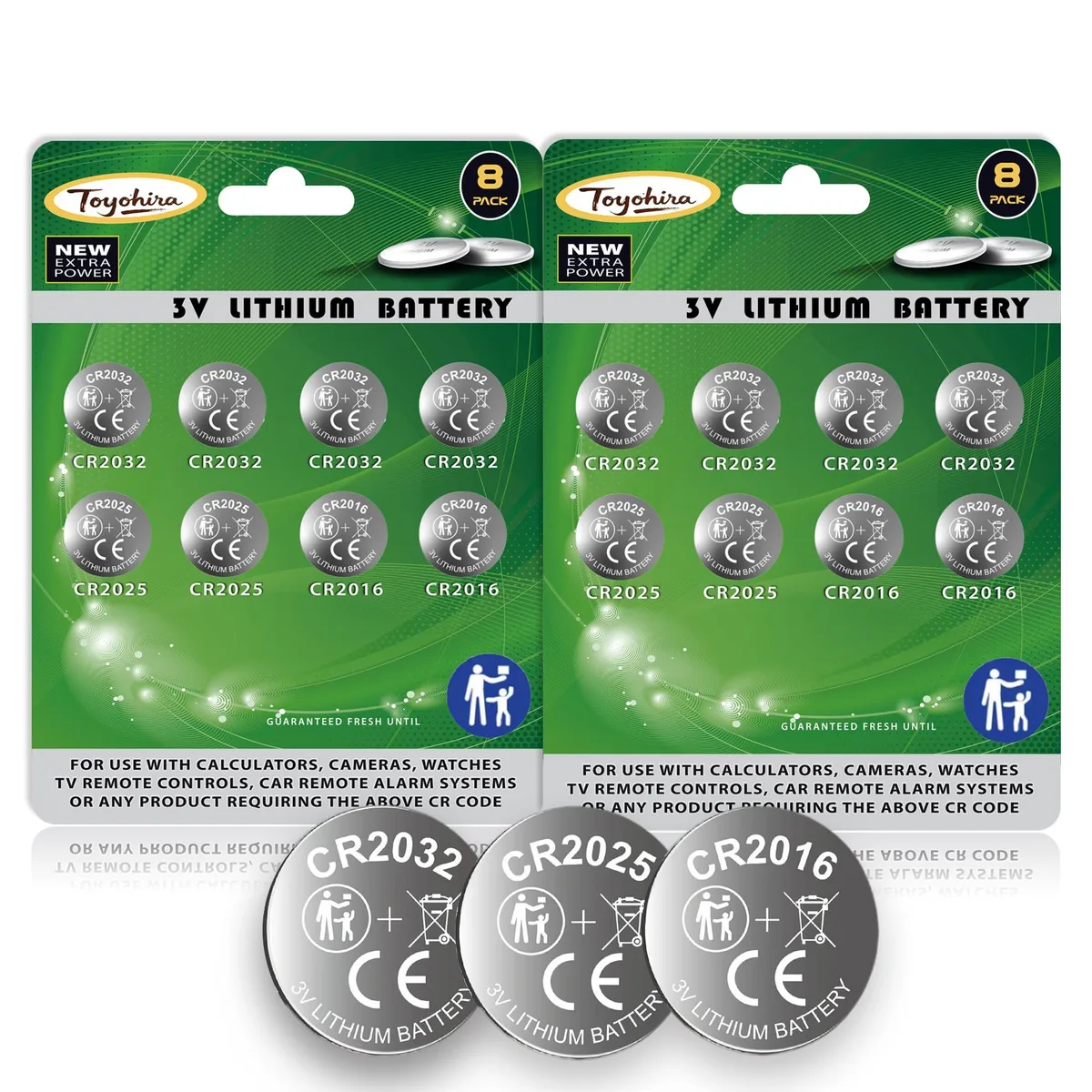 No Sew No Sew CR2032 CR2025 CR2016 lithium metal standard battery 16 pack — product photo