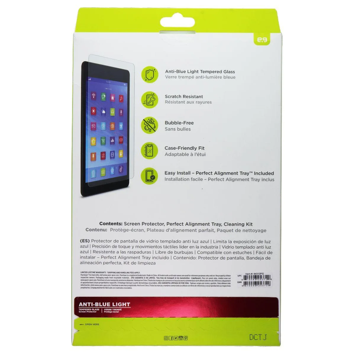 PureGear PureGear Anti-Blue Light Tempered Glass Screen Protector for iPad 10th Gen — product photo