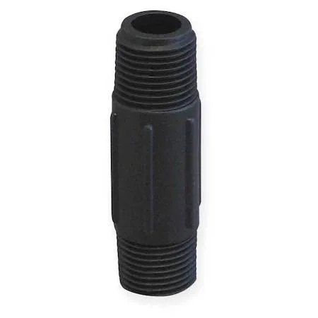 Black polypropylene Schedule 80 pipe nipple with male NPT threads