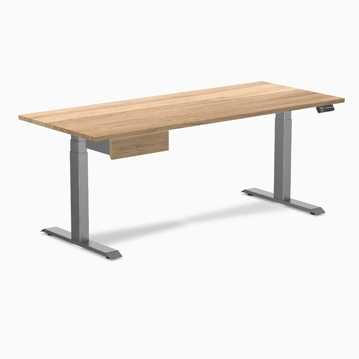 Desky Desky Dual Hardwood Standing Desk With Drawer White Oak 72 x 30 in Space Gray — product photo