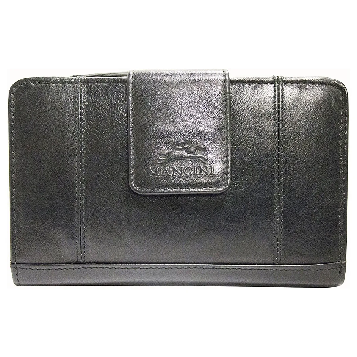 Mancini Leather Goods Mancini Leather Goods Casablanca RFID Medium Clutch Wallet Black 17 card slots — product photo