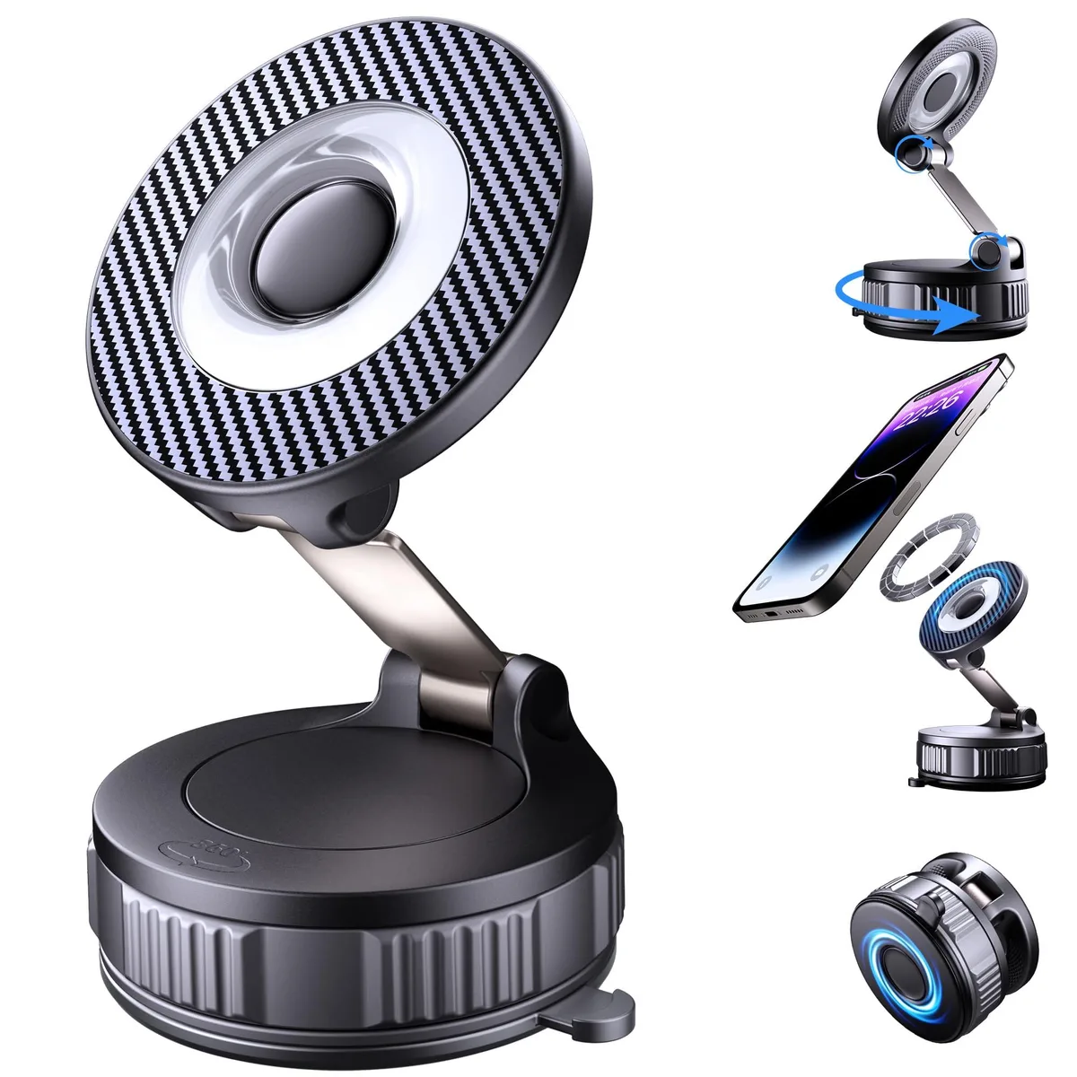 NKNZLY CH11 Windshield Phone Mount 26 N55 Magnets 2800gf 78 lbs — product photo