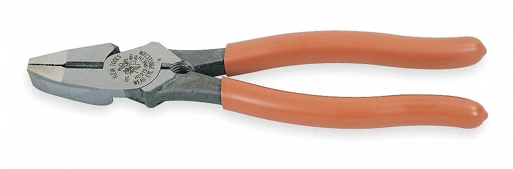 Klein Tools 9 inch side cutting pliers with dipped handles and New England nose