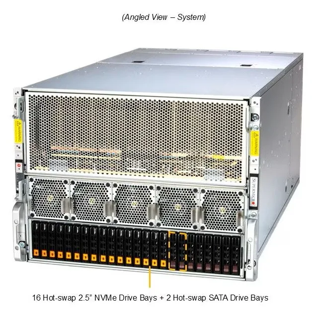 Supermicro Supermicro AS -8125GS-TNMR2-G1 8U rack server dual EPYC 9654 96-core 2.4GHz 2.3TB DDR5 1.9TB NVMe 8x MI300X — product photo