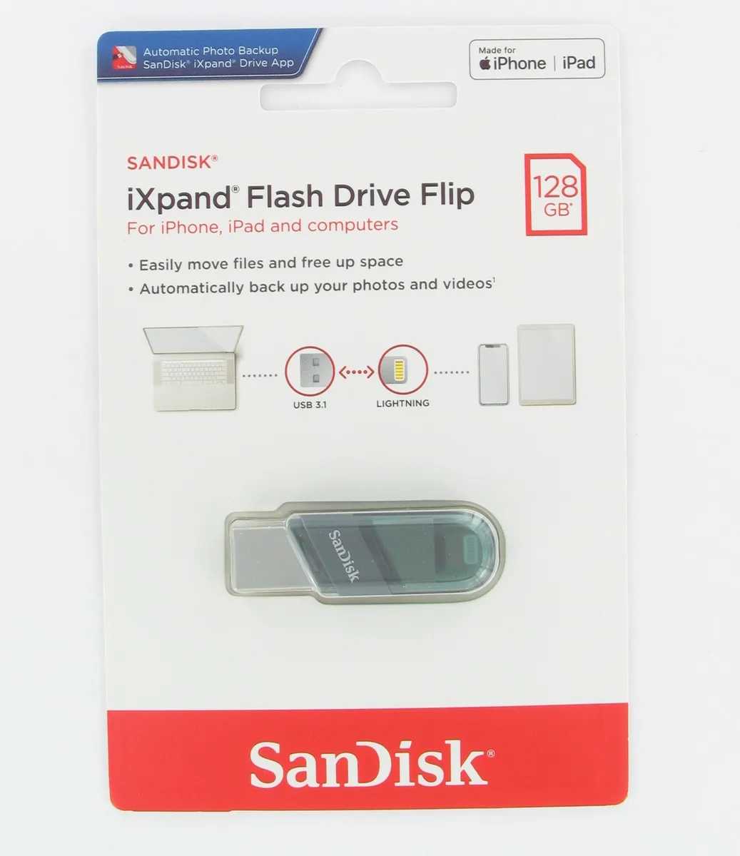 SanDisk SanDisk iXpand Flip 128GB USB 3.1 Lightning Silver/Blue — product photo
