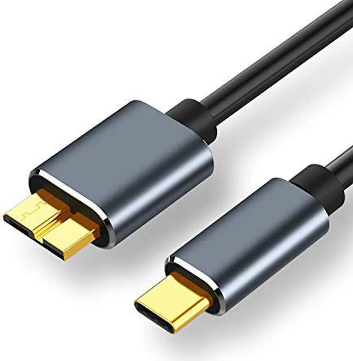 Braided USB-C to Micro-B cable, 1 m, 9-core copper, double shielded