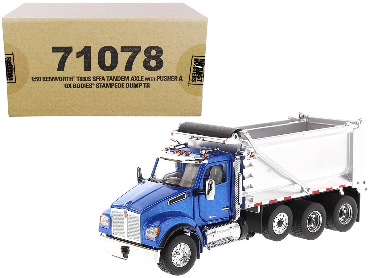 DieCast Masters DieCast Masters Kenworth T880S SFFA OX Stampede Dump Truck Blue Chrome 1/50 — product photo
