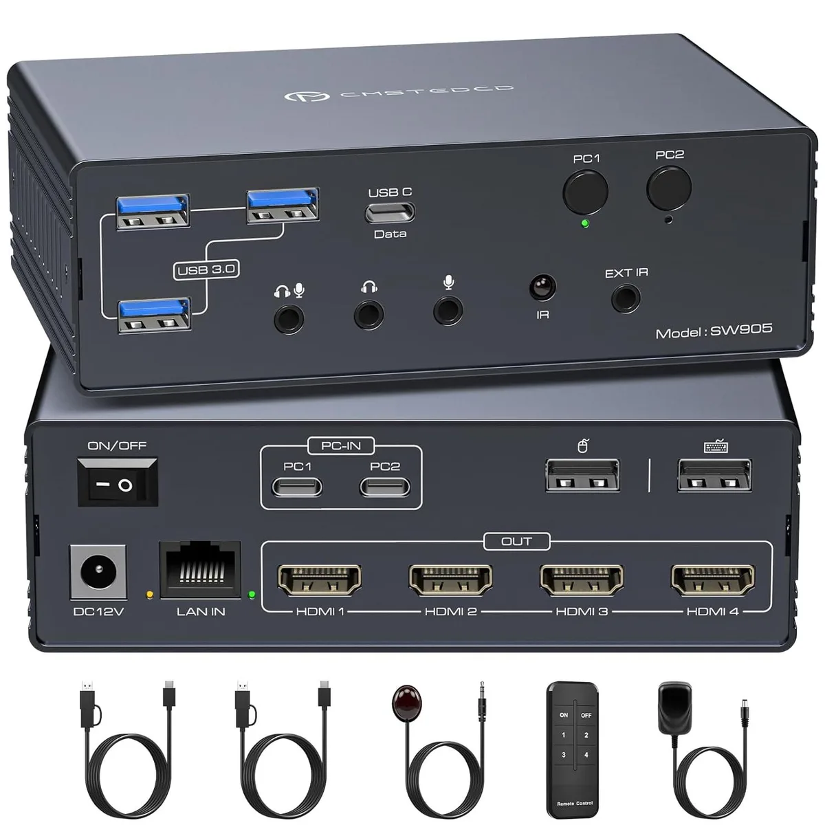 AUTYUE AUTYUE SW905 USB-C KVM Switch 4 Monitors 2 Computers 4K60Hz — product photo