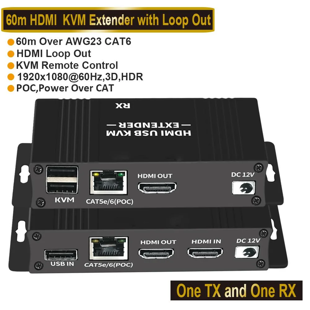 ESTONE ESTONE OZD5D6 HDMI KVM Extender 1080P 60m Cat6 — product photo