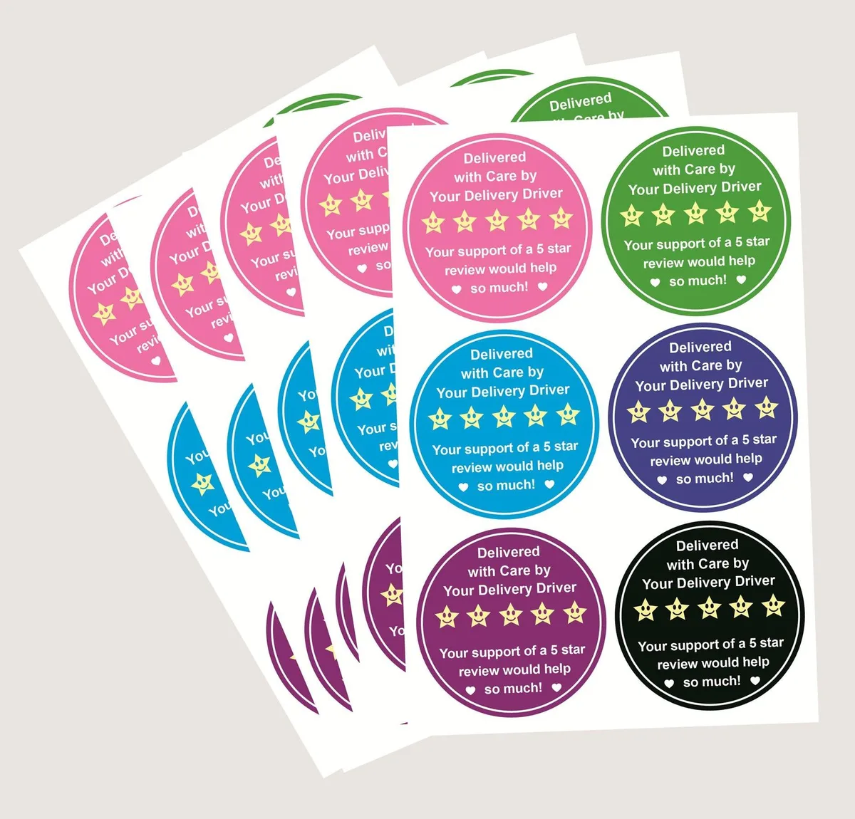  5 Star Review Delivery Labels 2 inch 300pcs Colored Thank You Stickers — product photo