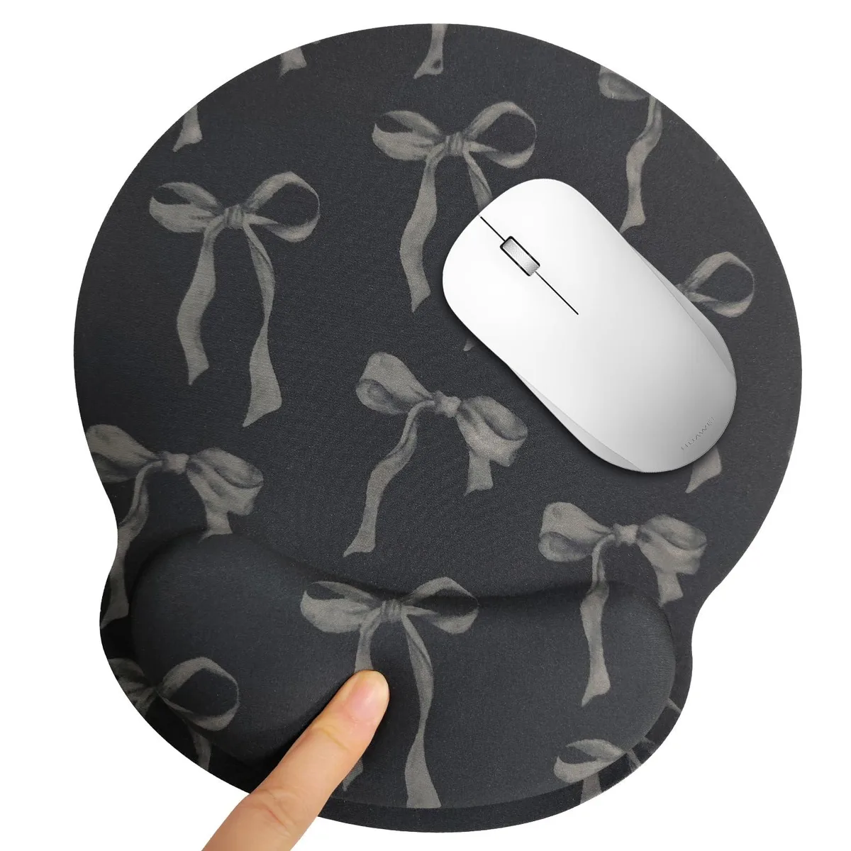  Wirfray Black Bow Mouse Pad with Wrist Rest 9.8 x 8.8 in — product photo