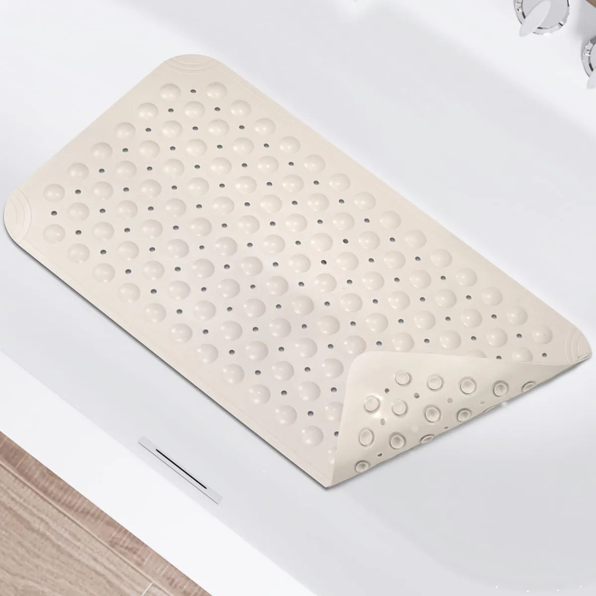 Non Slip Shower Mat 15 x 27.5 Inch TPE Beige — product photo