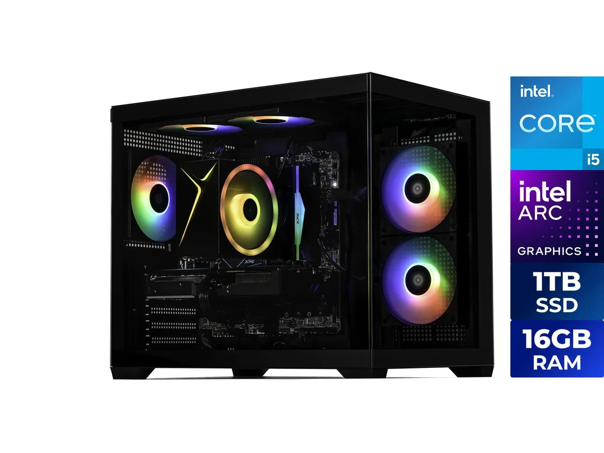 STORMCRAFT STORMCRAFT SI1440FBB-B57N1 gaming PC i5-14400F Arc B570 10GB 16GB DDR4 1TB NVMe — product photo