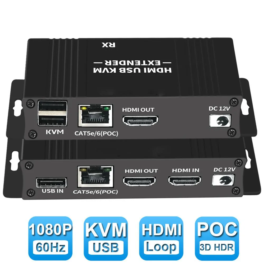 Jansicotek Jansicotek HDMI KVM USB Extender 1080P 60m Cat5e/6 Transceiver — product photo