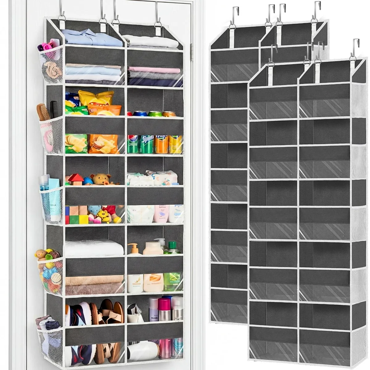 Ofiray-home Ofiray-home 2 Pack Over the Door Organizer 5 Tiers 10 Compartments 80 lbs Gray — product photo