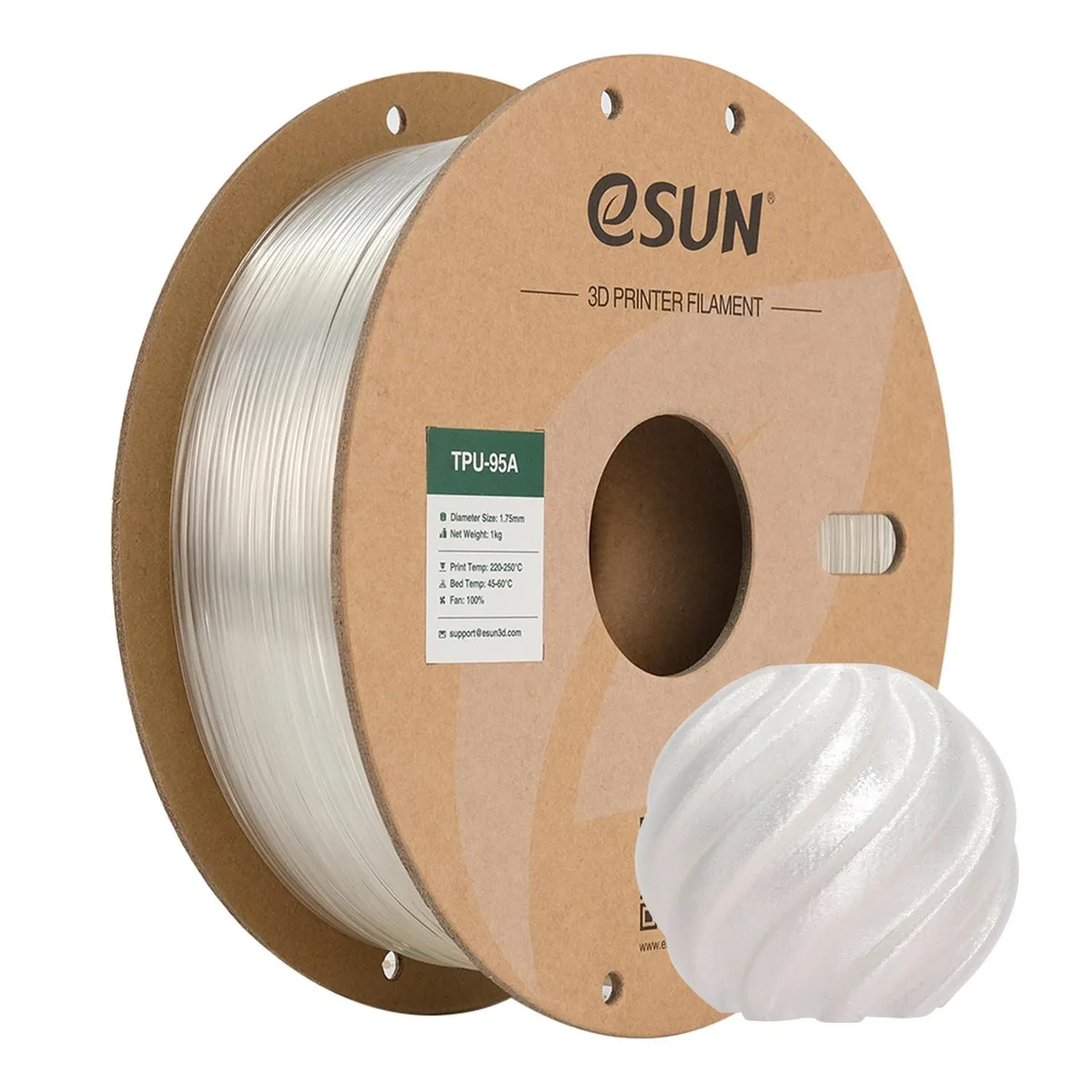 eSUN eSUN TPU-95A Flexible Filament 1.75mm Nature 1KG — product photo