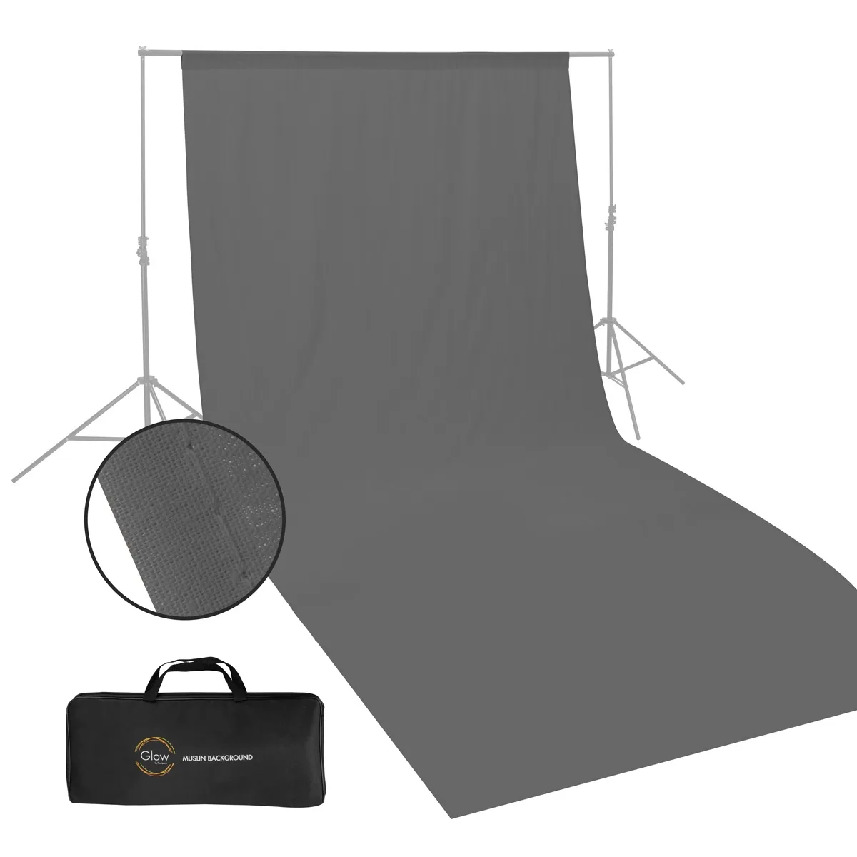 Glow Edge Glow Edge Muslin Background 10 x 20 ft Grey — product photo