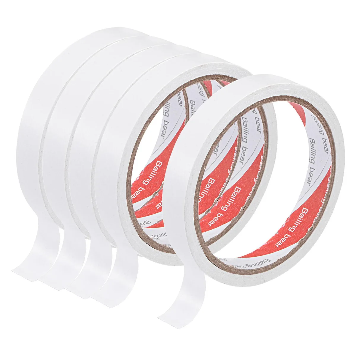 Eight rolls of white cotton paper double-sided tape 15mm wide 10m long