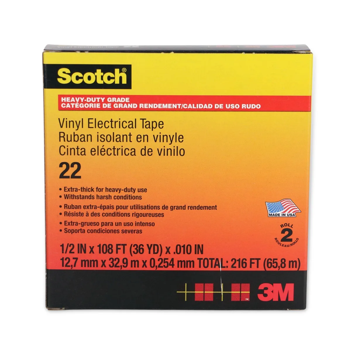 Scotch Scotch 22 Extra Thick Electrical Tape 1/2 in x 36 yds Black 2-pack — product photo
