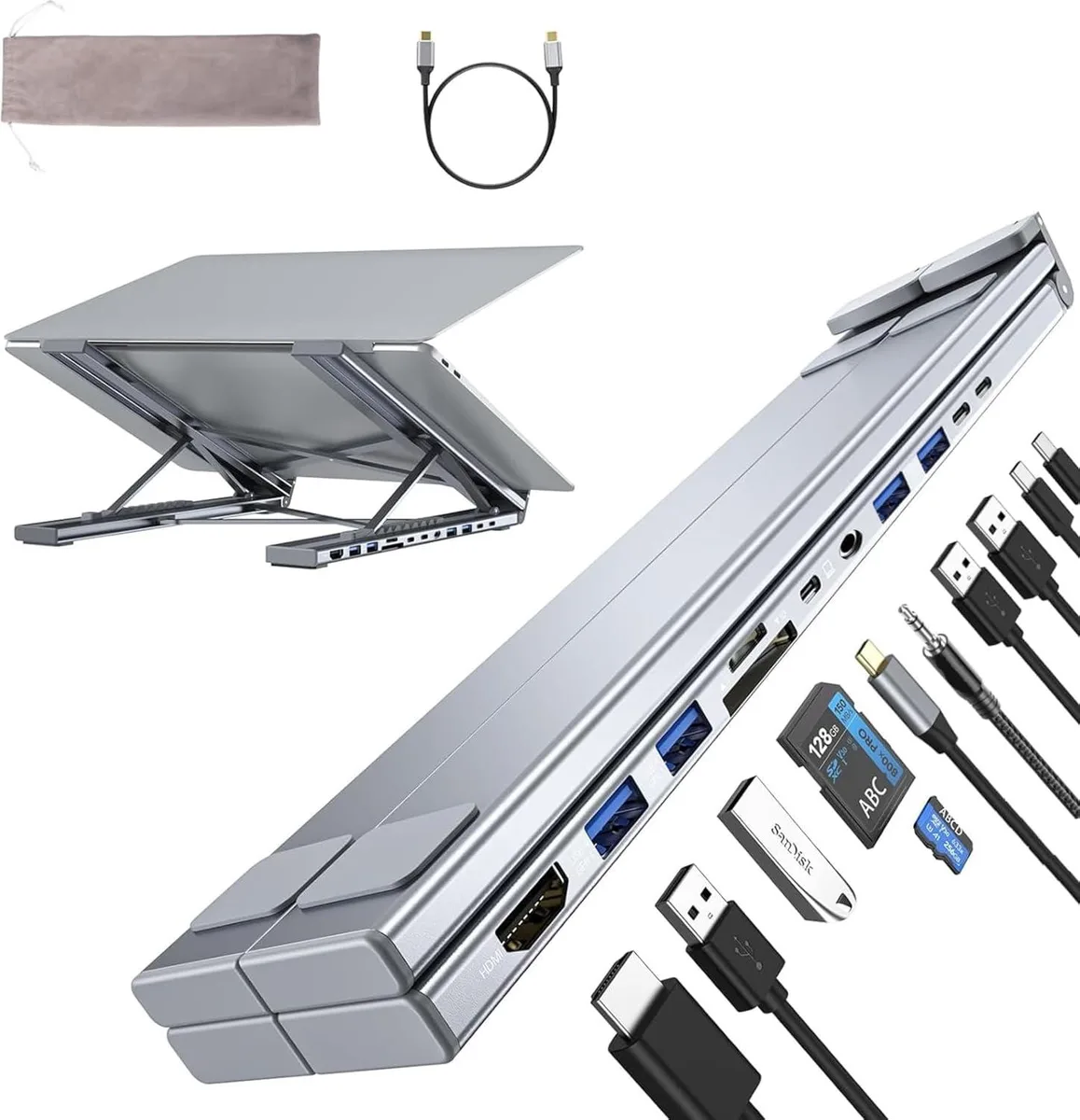 BFKK BFKK 11-in-1 USB-C Docking Station Stand 4K@60Hz 85W PD 6-Level Adjustable — product photo
