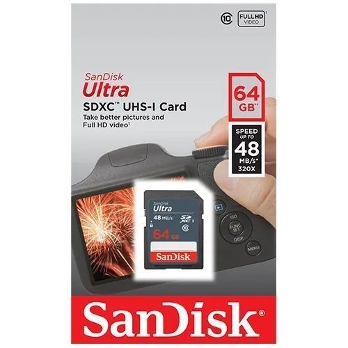 SanDisk SanDisk Ultra 64GB SDXC UHS-1 Class 10 48MB/s memory card — product photo