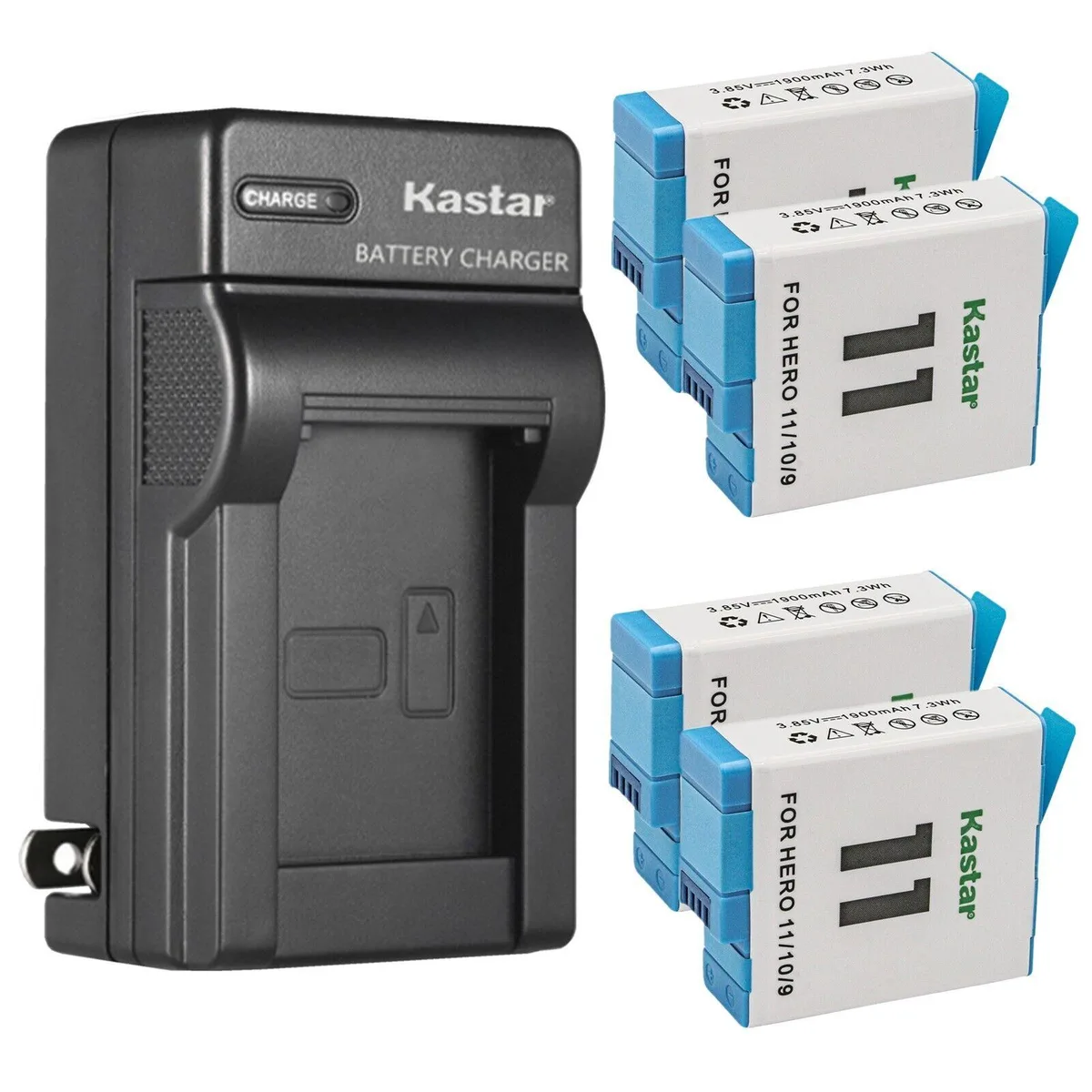 Kastar Kastar 4-Pack Battery &amp; AC Wall Charger for GoPro HERO 9/10/11 — product photo