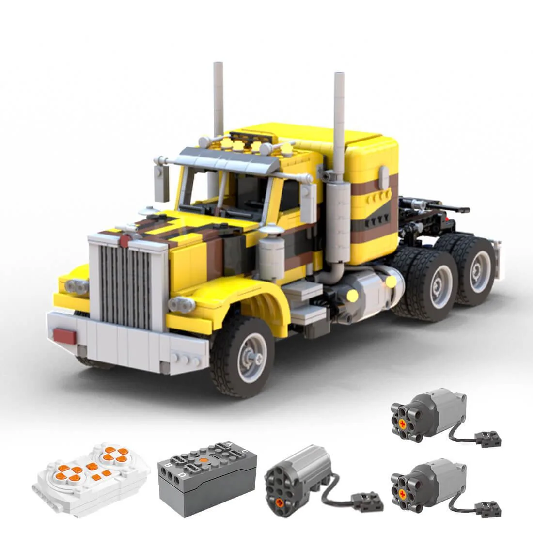 ZITIANYOUBUILD ZITIANYOUBUILD MOC-138226 Semi-trailer Truck 1542PCS Dynamic Yellow Black — product photo