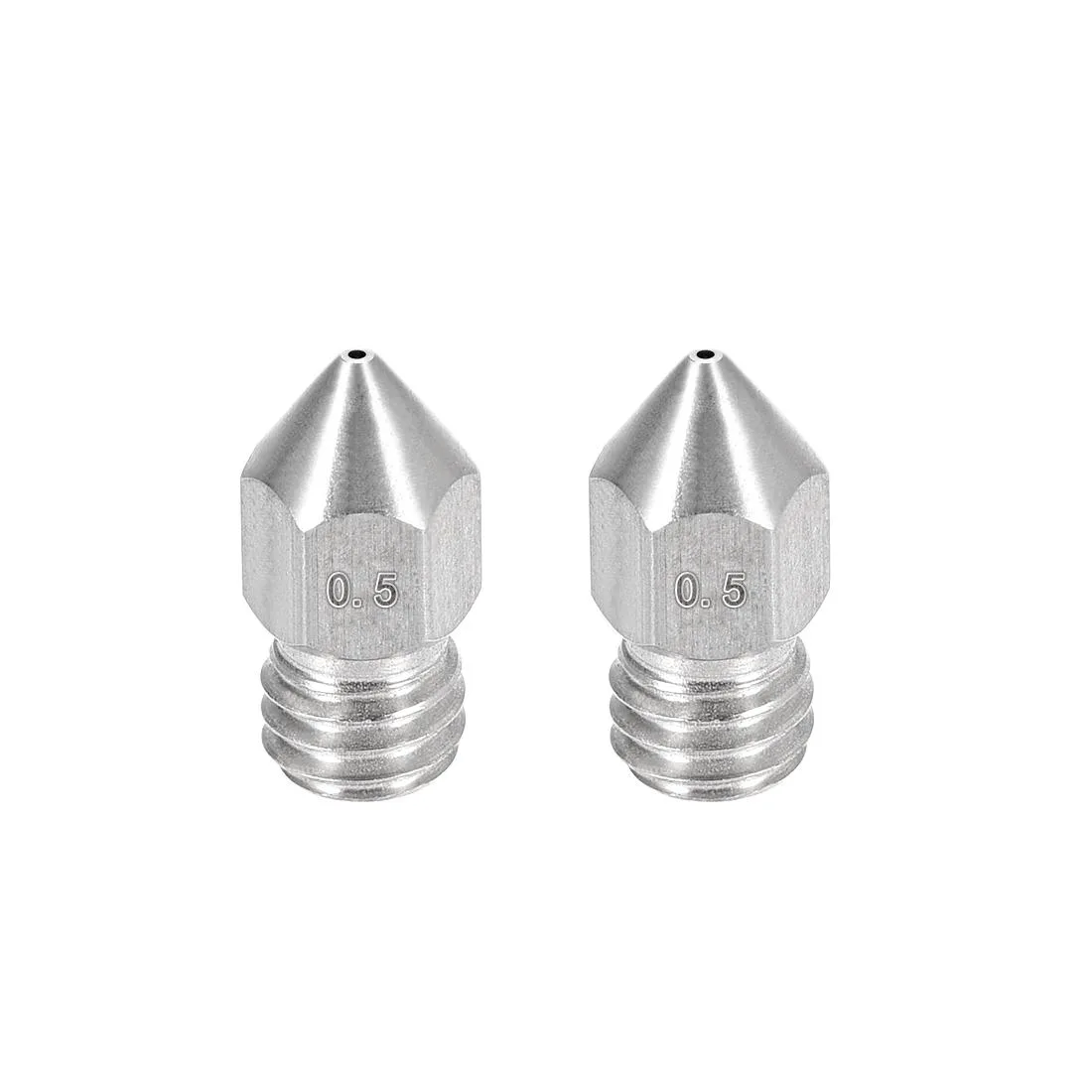 Unique-Bargains Unique-Bargains 0.5mm MK8 3D Printer Nozzle Stainless Steel 1.75mm 2pcs — product photo