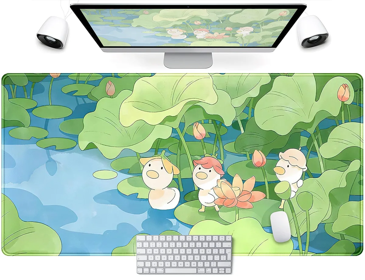 KEHIPI KEHIPI Green Cartoon Ducks Mouse Pad 31.5x15.75 in — product photo