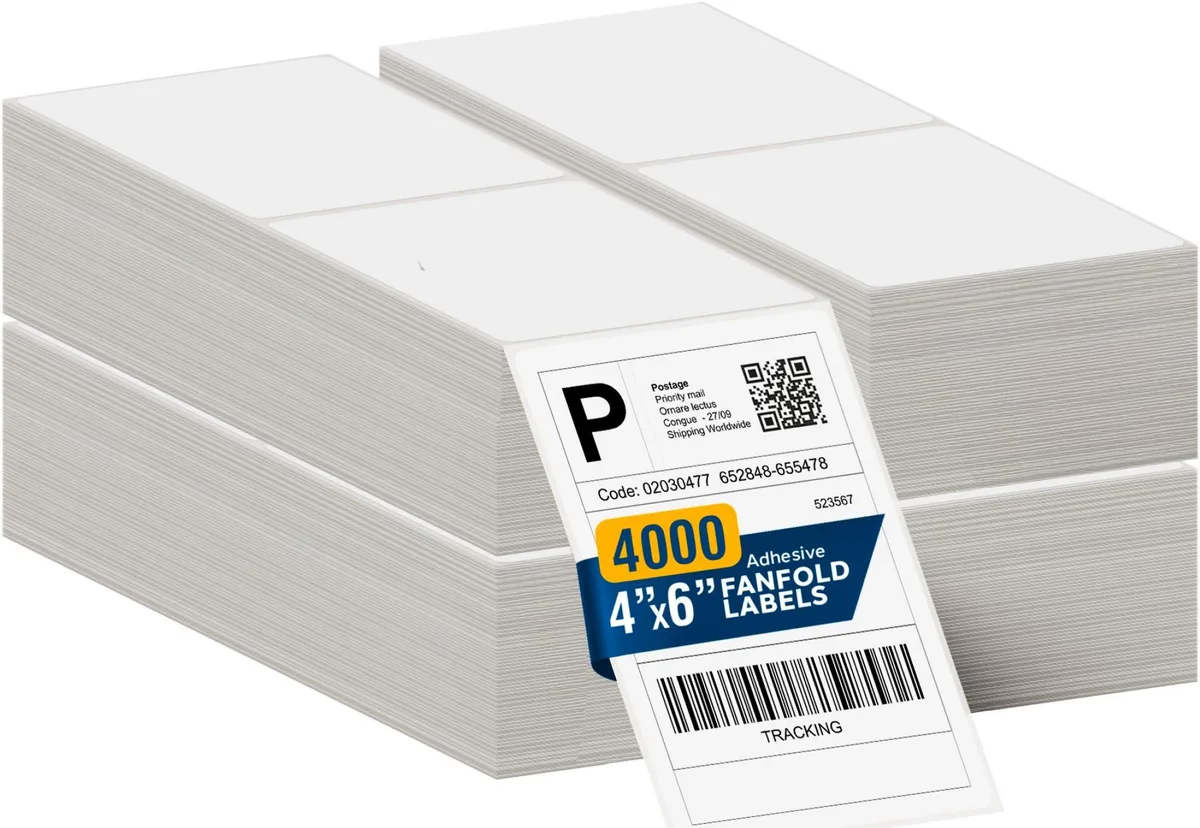 LabelMe LabelMe 4x6 Fanfold Thermal Shipping Labels 4000 labels — product photo