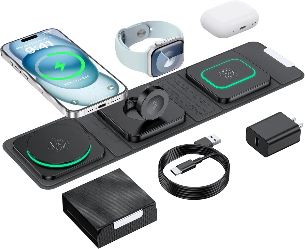 Aluratek Aluratek 3-in-1 Foldable Magnetic Wireless Charger 18W — product photo
