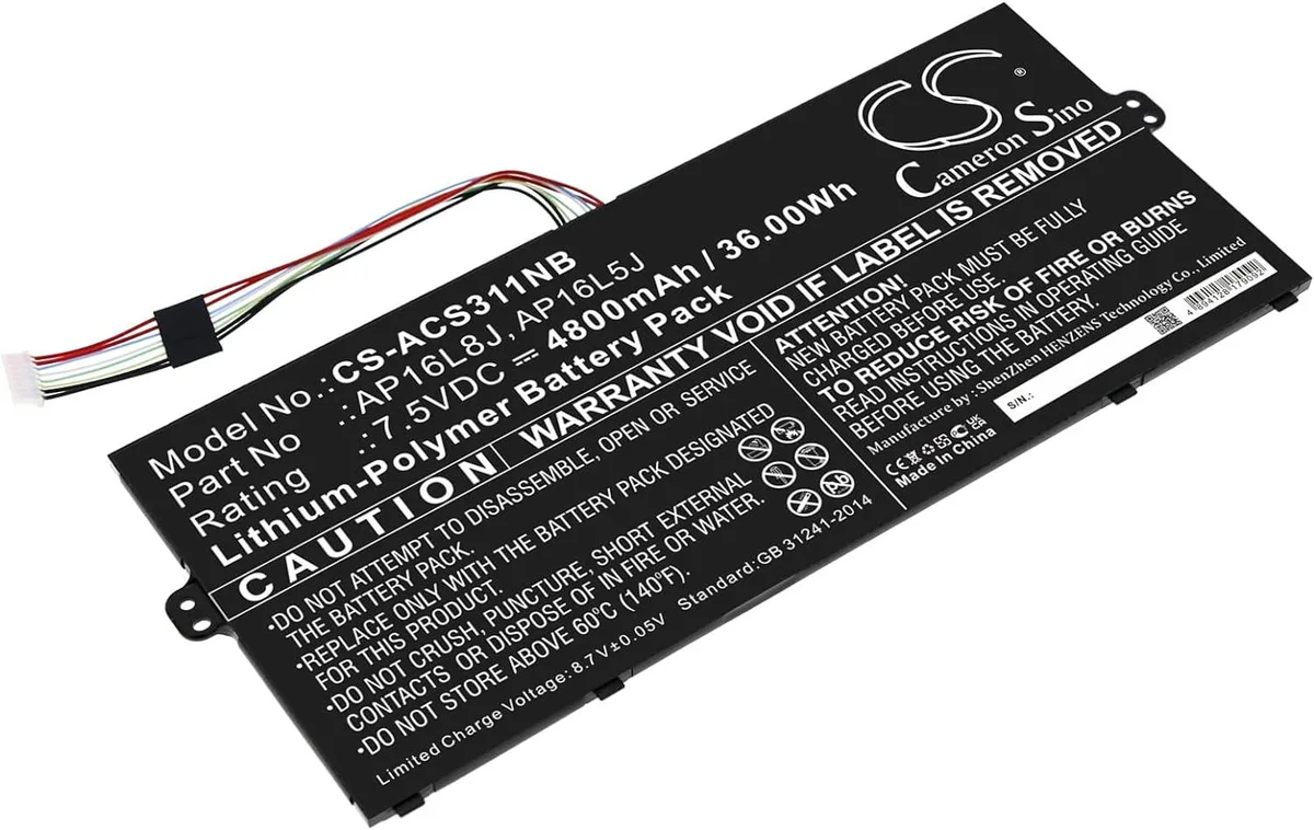 NShi NShi AP16L8J laptop battery 4800mAh 7.5V Chromebook Spin 513 R841T — product photo