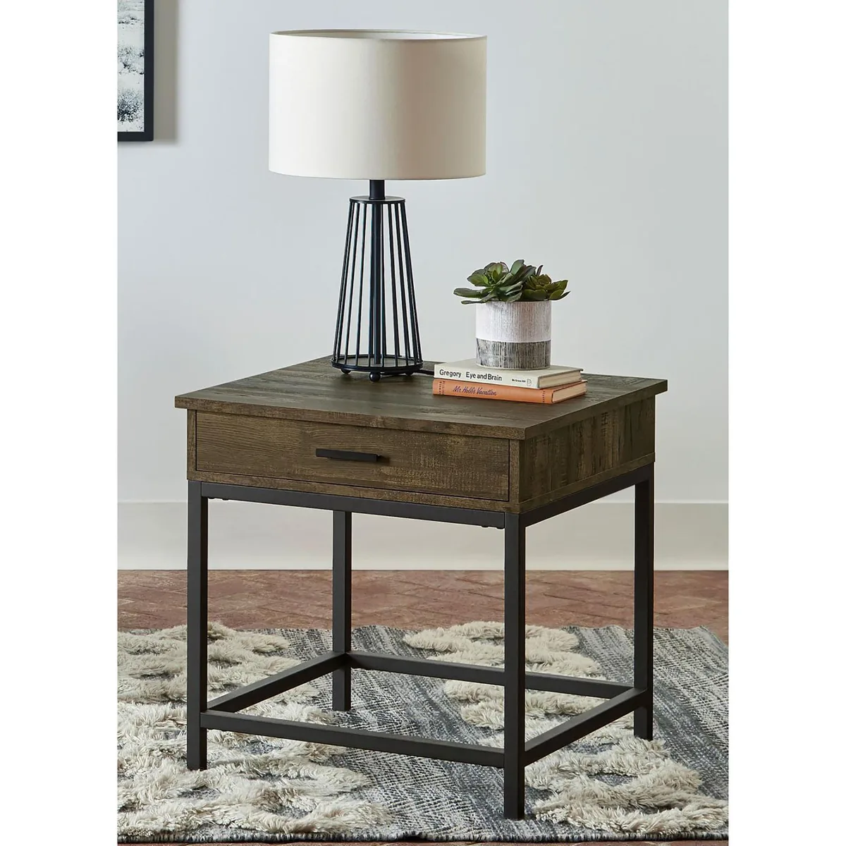 tuphen tuphen Brown Oak and Sandy Black Square End Table — product photo