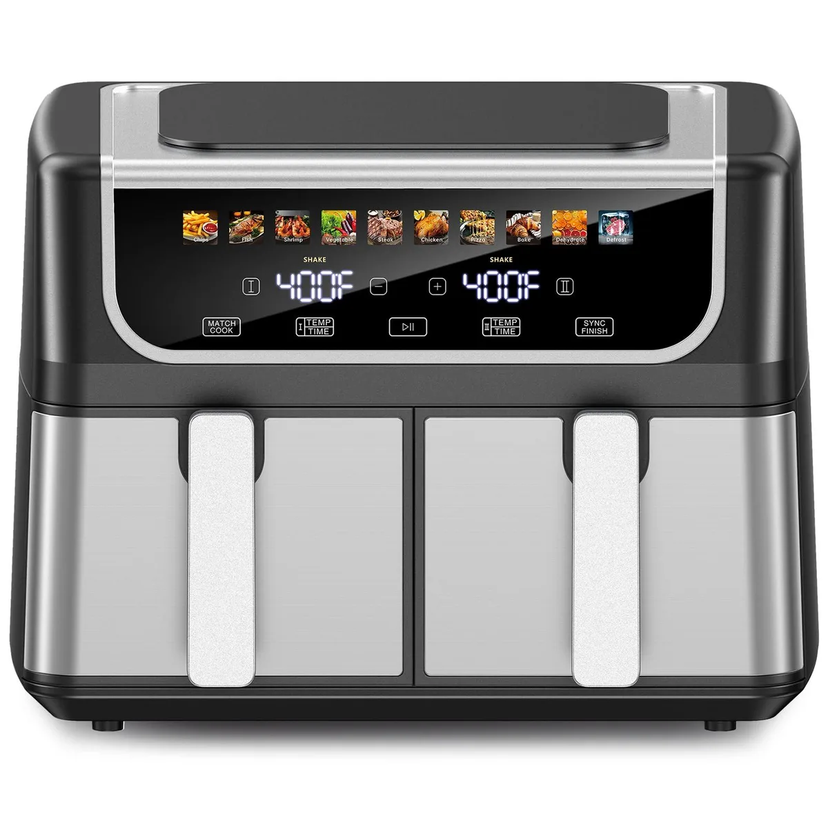 DUMOS AH-KZG2QSS 9.5 Quart Dual Basket Air Fryer 1700W Black — product photo