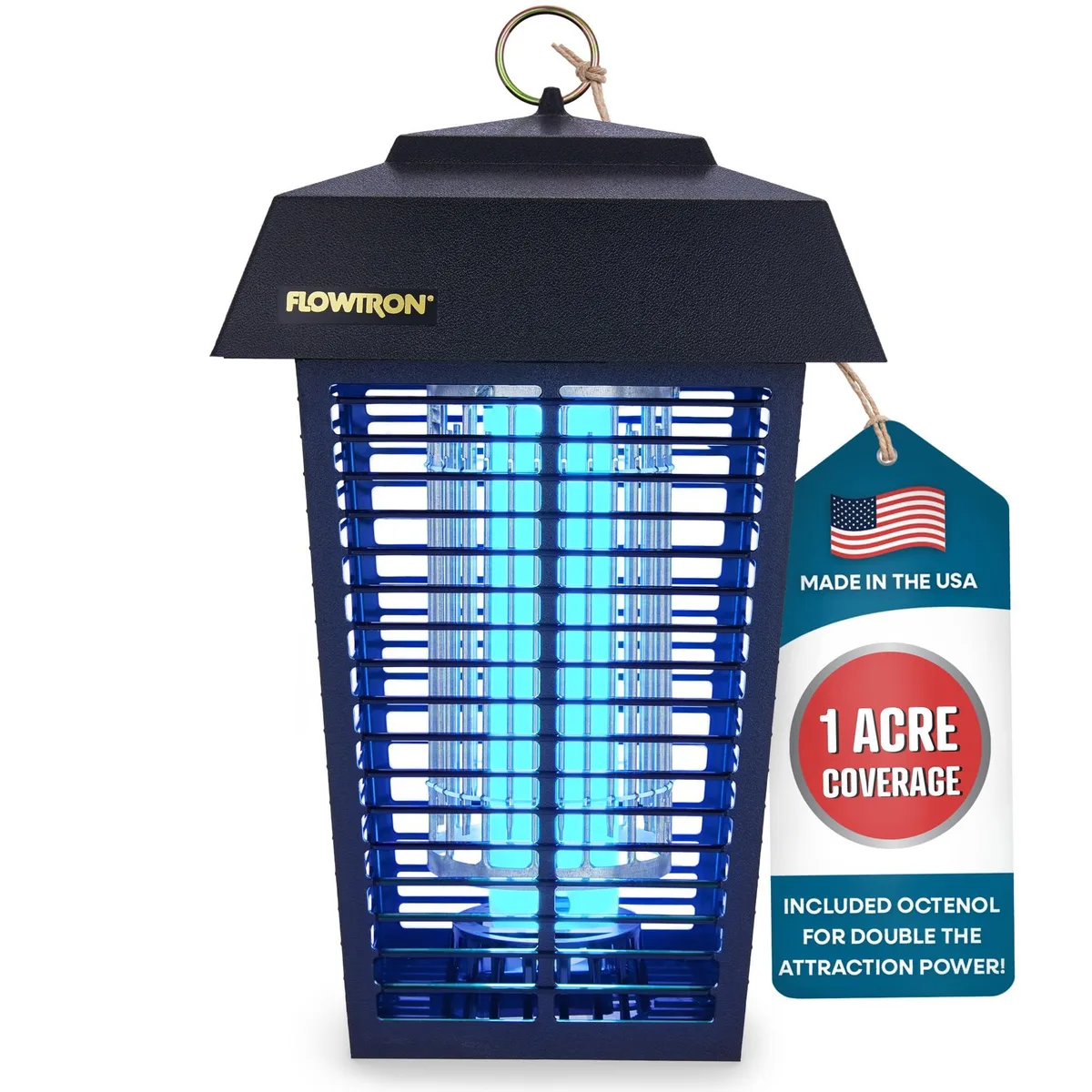 Black polycarbonate lantern bug zapper with hanging ring, 12 pack