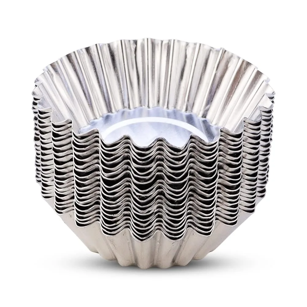 20 Pcs Disposable Aluminum Foil Egg Molds 2.75 cm Top Diameter — product photo