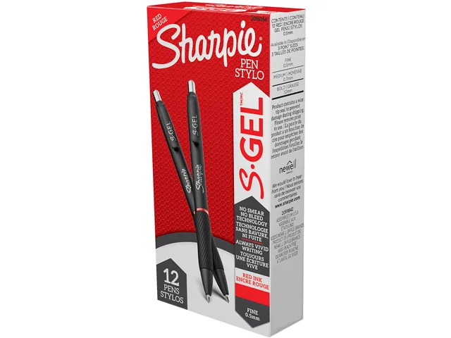 Sanford Sanford 2096166 S-Gel retractable gel pen, 0.5 mm fine point, red ink, black barrel — product photo
